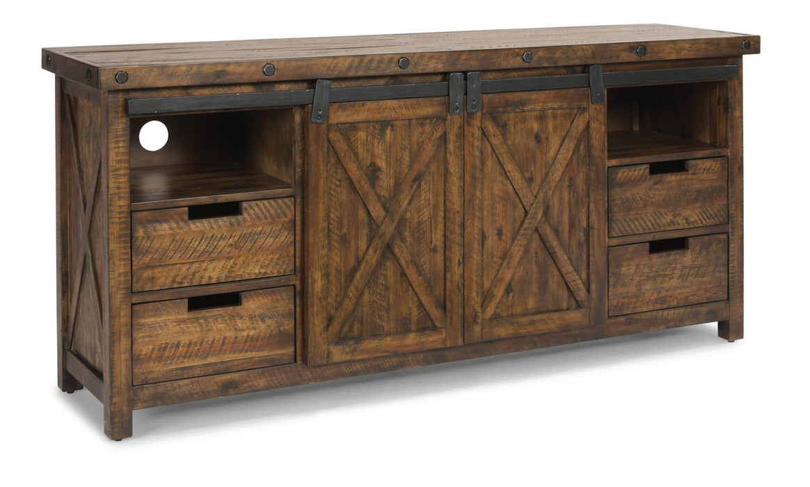 Flexsteel Carpenter Entertainment Base in Rustic Brown - LasVegasFurnitureOnline.com
