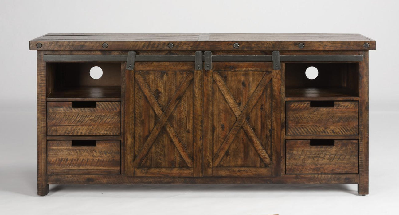 Flexsteel Carpenter Entertainment Base in Rustic Brown - LasVegasFurnitureOnline.com