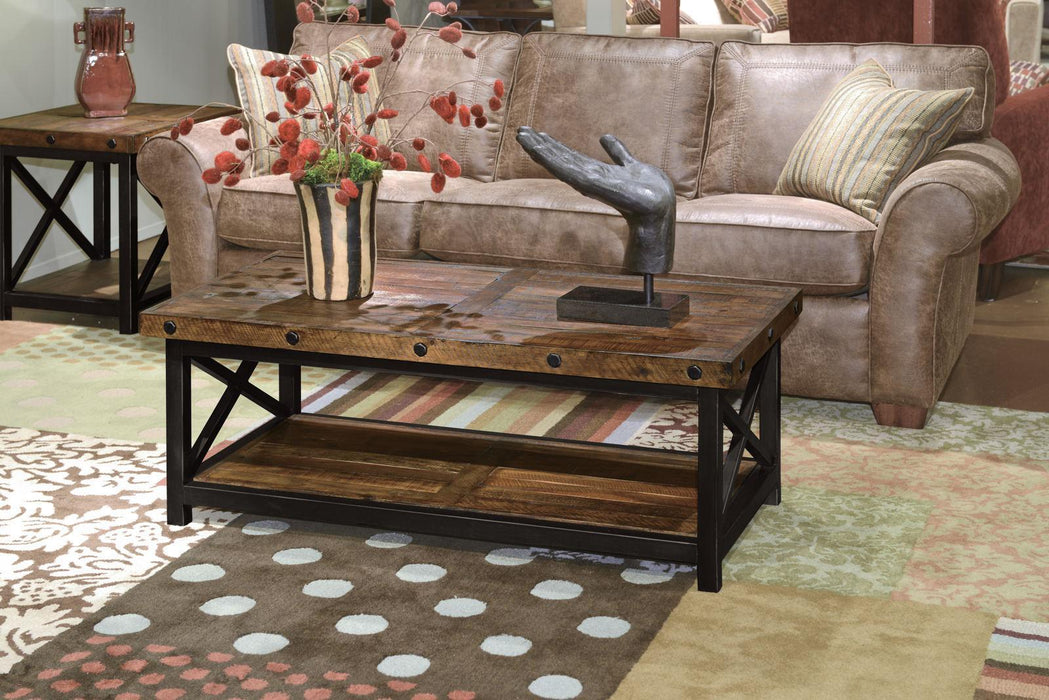 Flexsteel Carpenter Rectangular Coffee Table in Rustic Brown - LasVegasFurnitureOnline.com