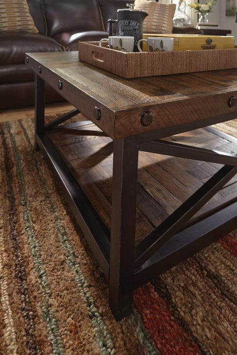 Flexsteel Carpenter Square Cocktail Table in Rustic Brown - LasVegasFurnitureOnline.com