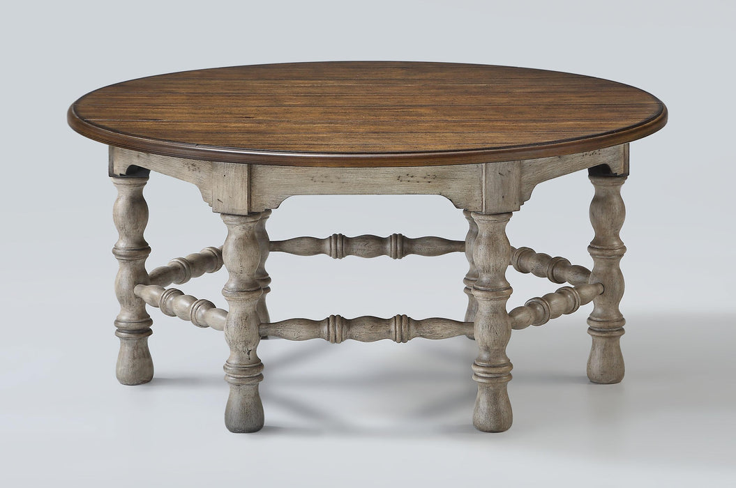 Flexsteel Plymouth Round Cocktail Table in Two-Tone - LasVegasFurnitureOnline.com