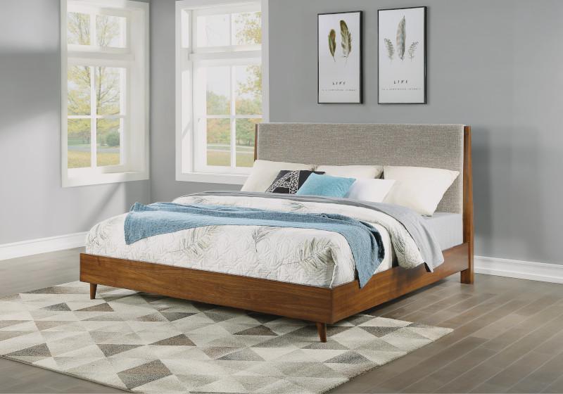 Flexsteel Wynwood Ludwig Upholstered Queen Platform Bed in Medium Brown - LasVegasFurnitureOnline.com