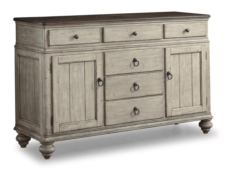 Flexsteel Wynwood Plymouth Buffet with Hutch in Two-Toned - LasVegasFurnitureOnline.com