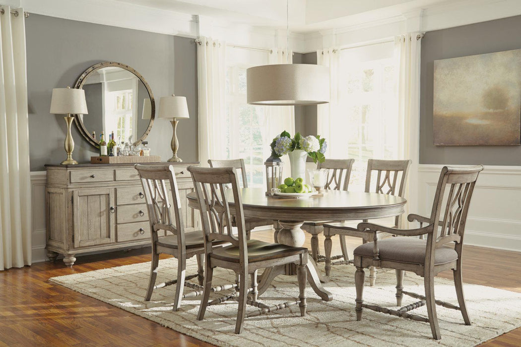 Flexsteel Wynwood Plymouth Round Pedestal Dining Table in Two-Toned - LasVegasFurnitureOnline.com