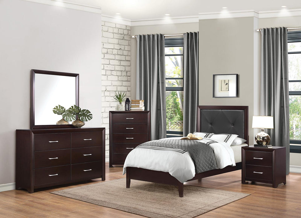 Homelegance Edina 2 Drawer Nightstand in Espresso-Hinted Cherry 2145-4