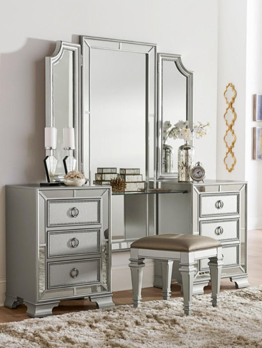 Homelegance Avondale Vanity Dresser with Mirror in Silver 1646-15