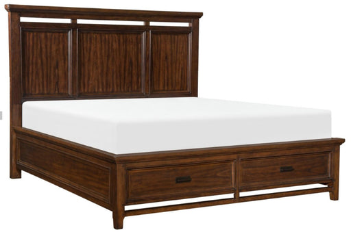 Homelegance Frazier King Upholstered Storage Platform Bed in Dark Cherry 1649K-1EK* - LasVegasFurnitureOnline.com