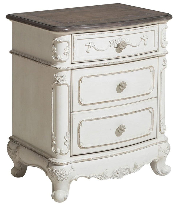 Homelegance Cinderella Night Stand in Antique White with Grey Rub-Through 1386NW-4 - LasVegasFurnitureOnline.com