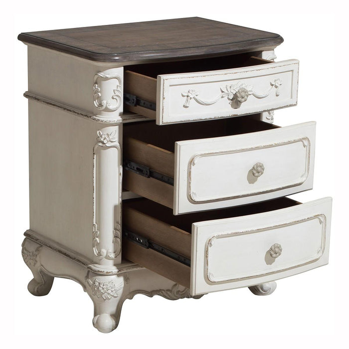 Homelegance Cinderella Night Stand in Antique White with Grey Rub-Through 1386NW-4 - LasVegasFurnitureOnline.com