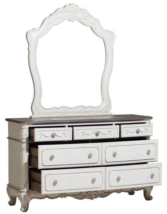 Homelegance Cinderella 7 Drawer Dresser in Antique White with Grey Rub-Through 1386NW-5 - LasVegasFurnitureOnline.com