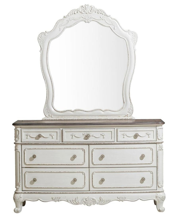 Homelegance Cinderella 7 Drawer Dresser in Antique White with Grey Rub-Through 1386NW-5 - LasVegasFurnitureOnline.com