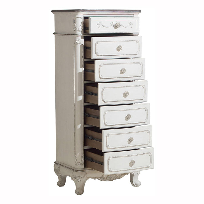 Homelegance Cinderella 7 Drawer Tall Chest Antique White with Grey Rub-Through 1386NW-12 - LasVegasFurnitureOnline.com