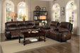 Homelegance Furniture Mahala Double Reclining Sofa in Brown 8200BRW-3 - LasVegasFurnitureOnline.com