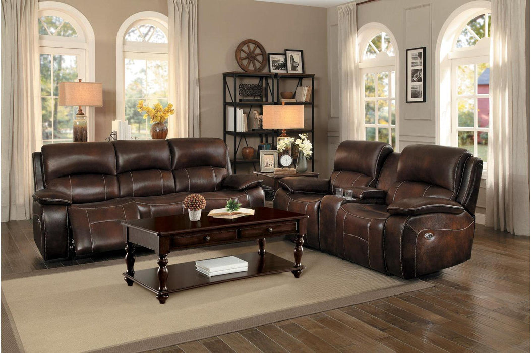 Homelegance Furniture Mahala Double Reclining Sofa in Brown 8200BRW-3PW - LasVegasFurnitureOnline.com
