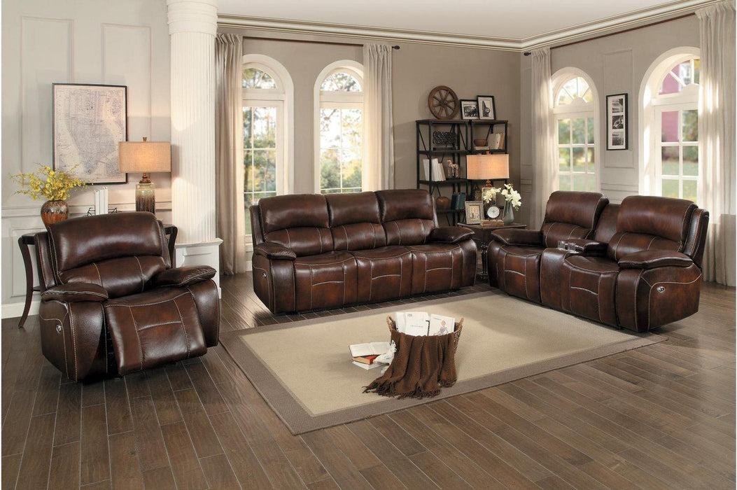 Homelegance Furniture Mahala Double Reclining Sofa in Brown 8200BRW-3 - LasVegasFurnitureOnline.com