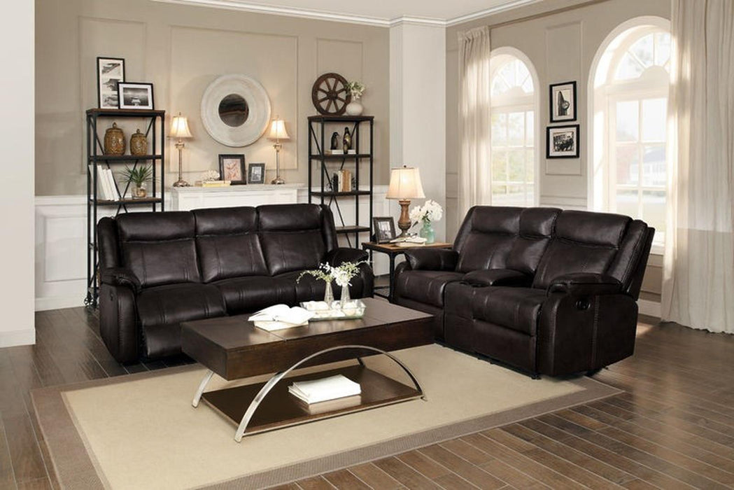 Homelegance Furniture Jude Double Glider Recliner Sofa in Brown 8201BRW-3 - LasVegasFurnitureOnline.com