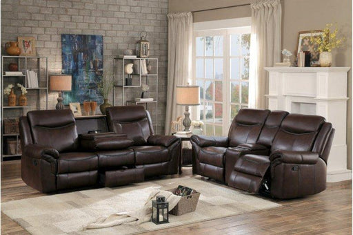 Homelegance Furniture Aram Double Glider Reclining Loveseat in Brown 8206BRW-2 - LasVegasFurnitureOnline.com