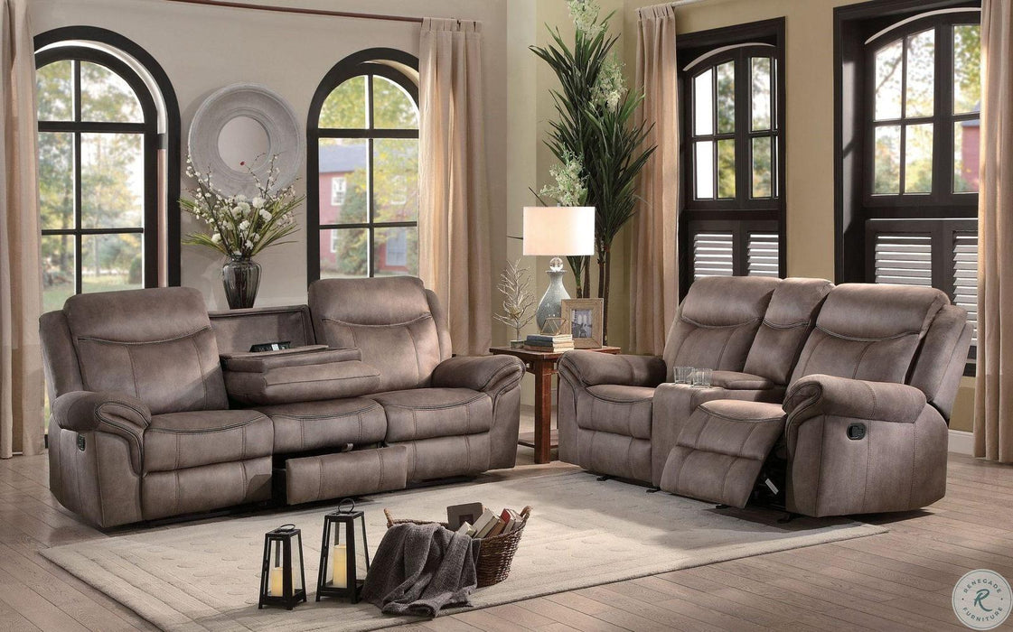 Homelegance Furniture Aram Double Glider Reclining Sofa in Dark Brown 8206NF-3 - LasVegasFurnitureOnline.com