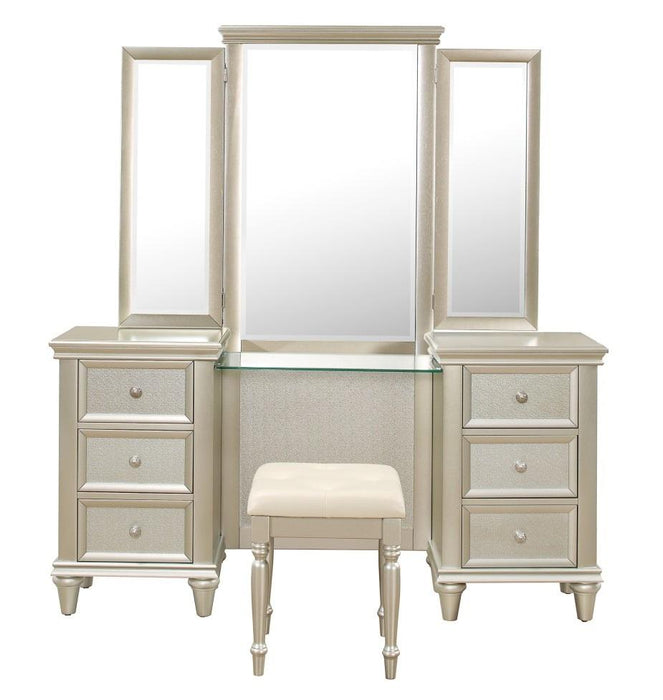 Homelegance Celandine Vanity Stool in Pearl/Silver 1928-14 - LasVegasFurnitureOnline.com