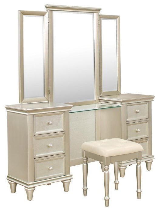 Homelegance Celandine Vanity Stool in Pearl/Silver 1928-14 - LasVegasFurnitureOnline.com