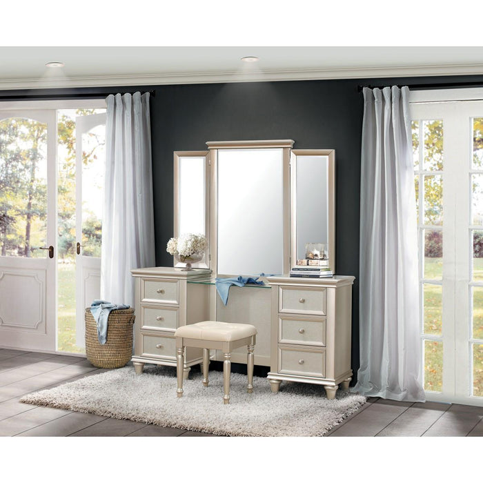 Homelegance Celandine Vanity Stool in Pearl/Silver 1928-14 - LasVegasFurnitureOnline.com