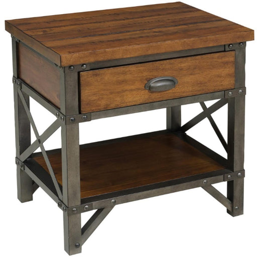 Homelegance Holverson Nightstand in Rustic Brown & Gunmetal 1715-4 - LasVegasFurnitureOnline.com