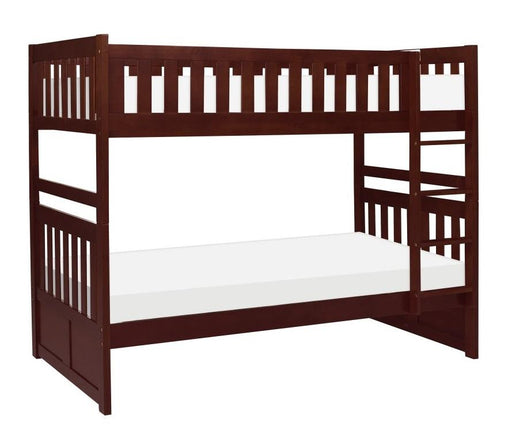 Homelegance Rowe Twin/Twin Bunk Bed in Dark Cherry B2013DC-1* - LasVegasFurnitureOnline.com