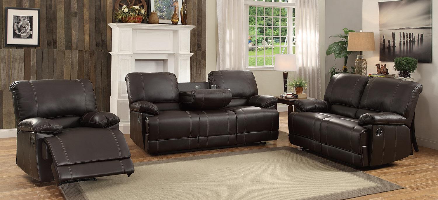 Homelegance Furniture Cassville Double Reclining Sofa in Dark Brown 8403-3 - LasVegasFurnitureOnline.com