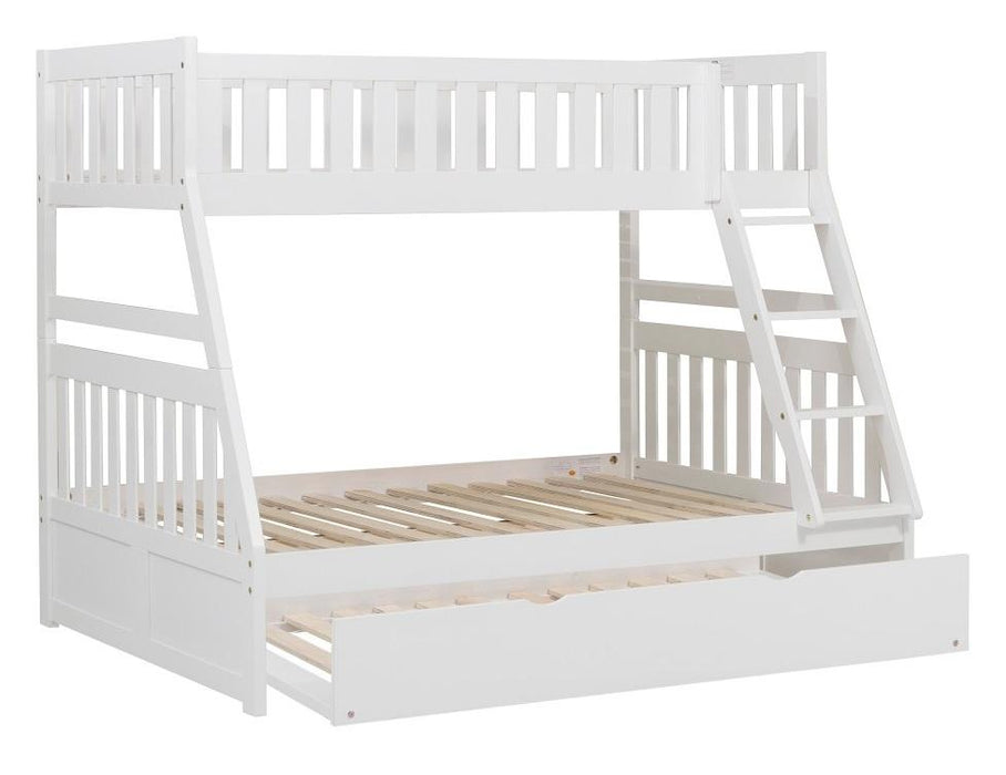 Homelegance Galen Twin/Full Bunk Bed w/ Twin Trundle in White B2053TFW-1*R - LasVegasFurnitureOnline.com