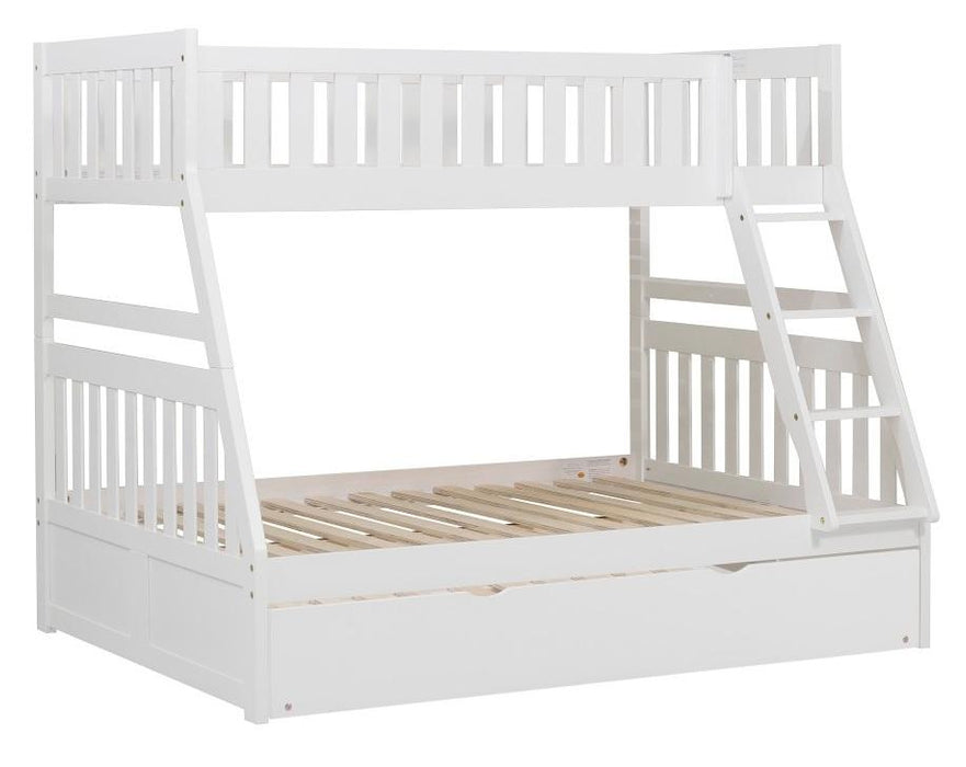 Homelegance Galen Twin/Full Bunk Bed w/ Twin Trundle in White B2053TFW-1*R - LasVegasFurnitureOnline.com