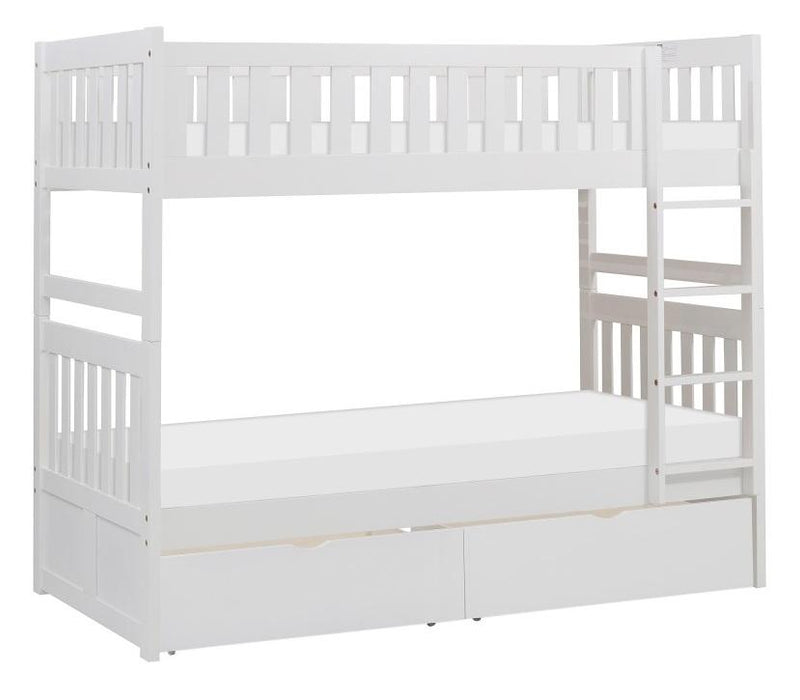 Homelegance Galen Twin/Twin Bunk Bed w/ Storage Boxes in White B2053W-1*T - LasVegasFurnitureOnline.com