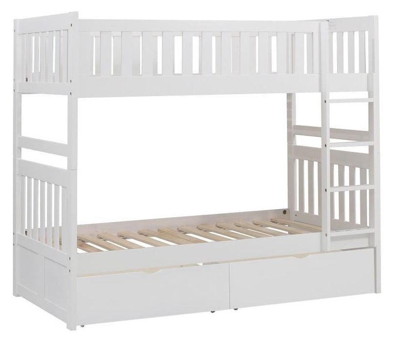 Homelegance Galen Twin/Twin Bunk Bed w/ Storage Boxes in White B2053W-1*T