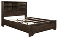 Homelegance Chesky Queen Bookcase Bed with Footboard Storage in Warm Espresso 1753-1* - LasVegasFurnitureOnline.com