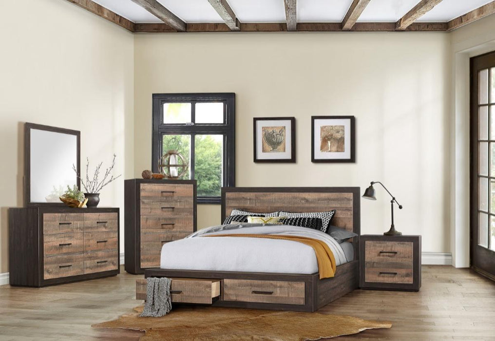 Homelegance Miter Queen Platform Bed with Footboard Storage in Rustin Mahogany & Dark Ebony 1762-1* - LasVegasFurnitureOnline.com