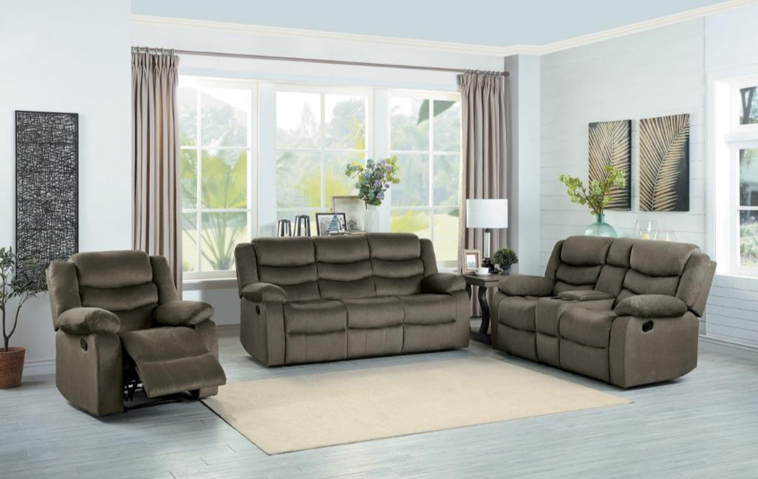 Homelegance Furniture Discus Double Reclining Sofa in Brown 9526BR-3 - LasVegasFurnitureOnline.com