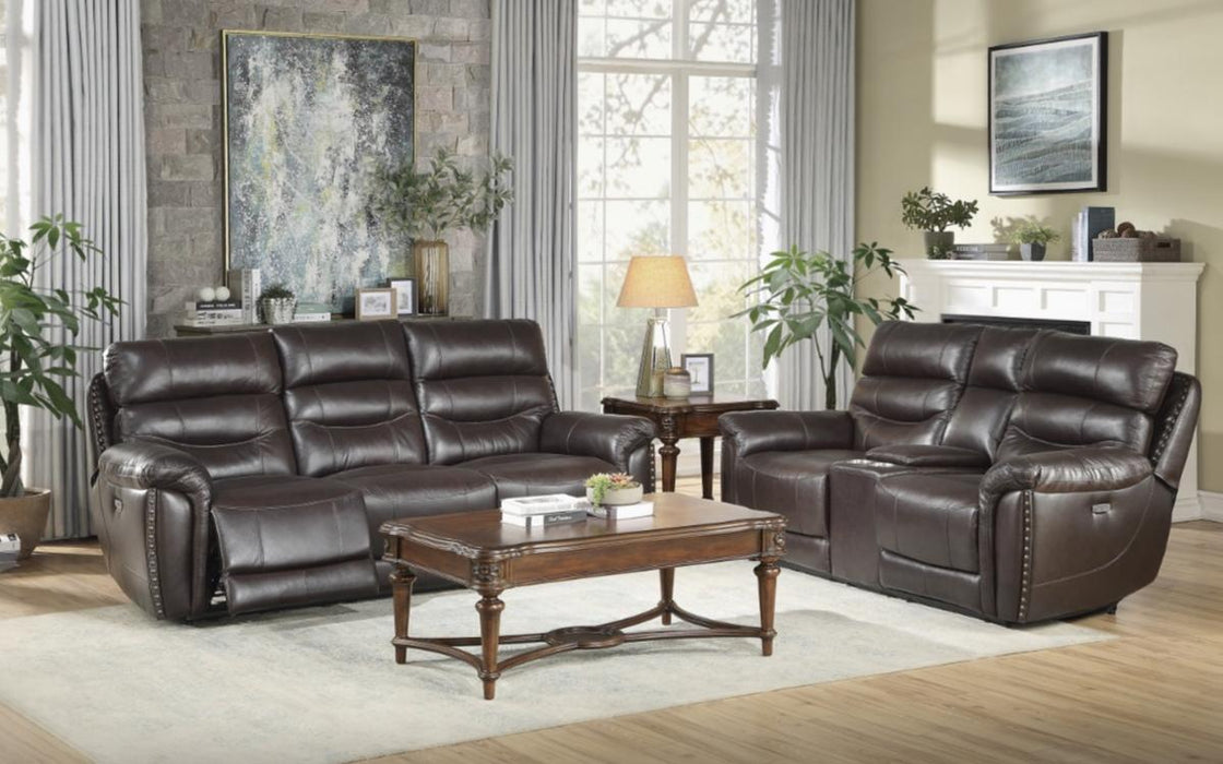 Homelegance Furniture Lance Power Double Reclining Sofa with Power Headrests in Brown 9527BRW-3PWH - LasVegasFurnitureOnline.com