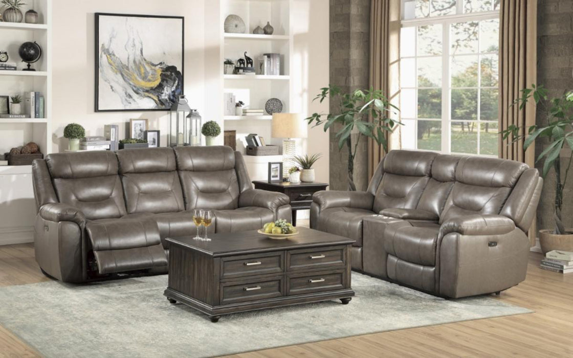 Homelegance Furniture Danio Power Double Reclining Sofa with Power Headrests in Brownish Gray 9528BRG-3PWH - LasVegasFurnitureOnline.com