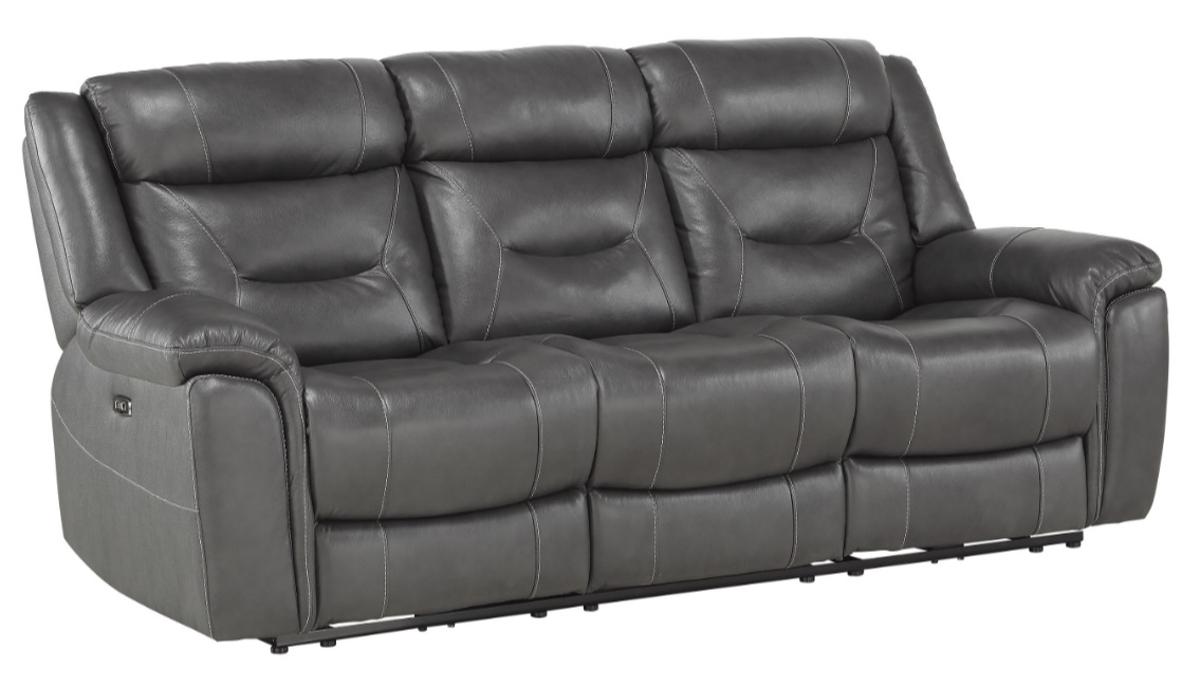 Homelegance Furniture Danio Power Double Reclining Sofa with Power Headrests in Dark Gray 9528DGY-3PWH - LasVegasFurnitureOnline.com