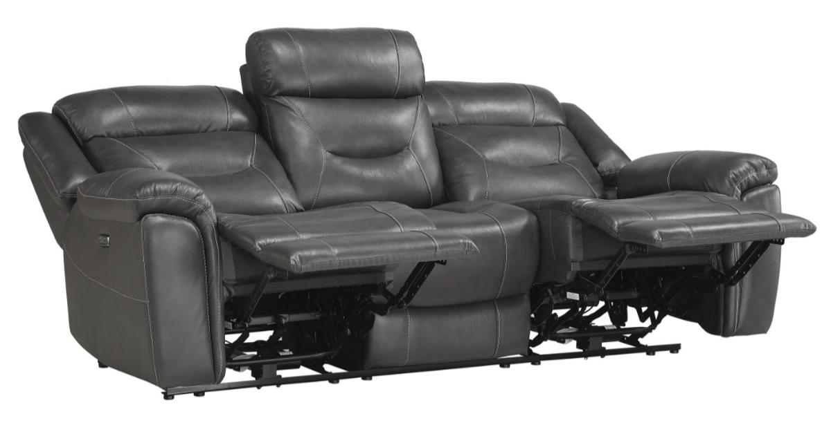 Homelegance Furniture Danio Power Double Reclining Sofa with Power Headrests in Dark Gray 9528DGY-3PWH - LasVegasFurnitureOnline.com