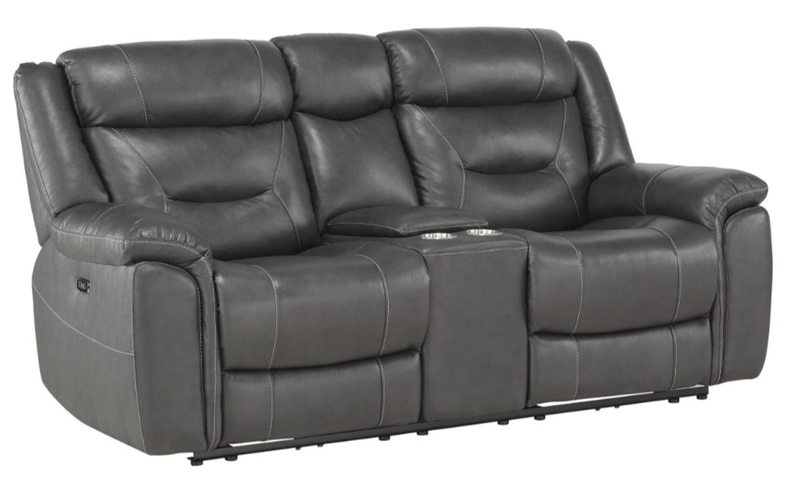 Homelegance Furniture Danio Power Double Reclining Loveseat with Power Headrests in Dark Gray 9528DGY-2PWH - LasVegasFurnitureOnline.com