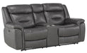 Homelegance Furniture Danio Power Double Reclining Loveseat with Power Headrests in Dark Gray 9528DGY-2PWH - LasVegasFurnitureOnline.com