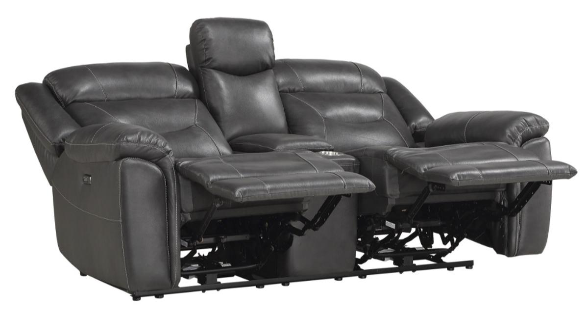 Homelegance Furniture Danio Power Double Reclining Loveseat with Power Headrests in Dark Gray 9528DGY-2PWH - LasVegasFurnitureOnline.com