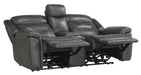Homelegance Furniture Danio Power Double Reclining Loveseat with Power Headrests in Dark Gray 9528DGY-2PWH - LasVegasFurnitureOnline.com