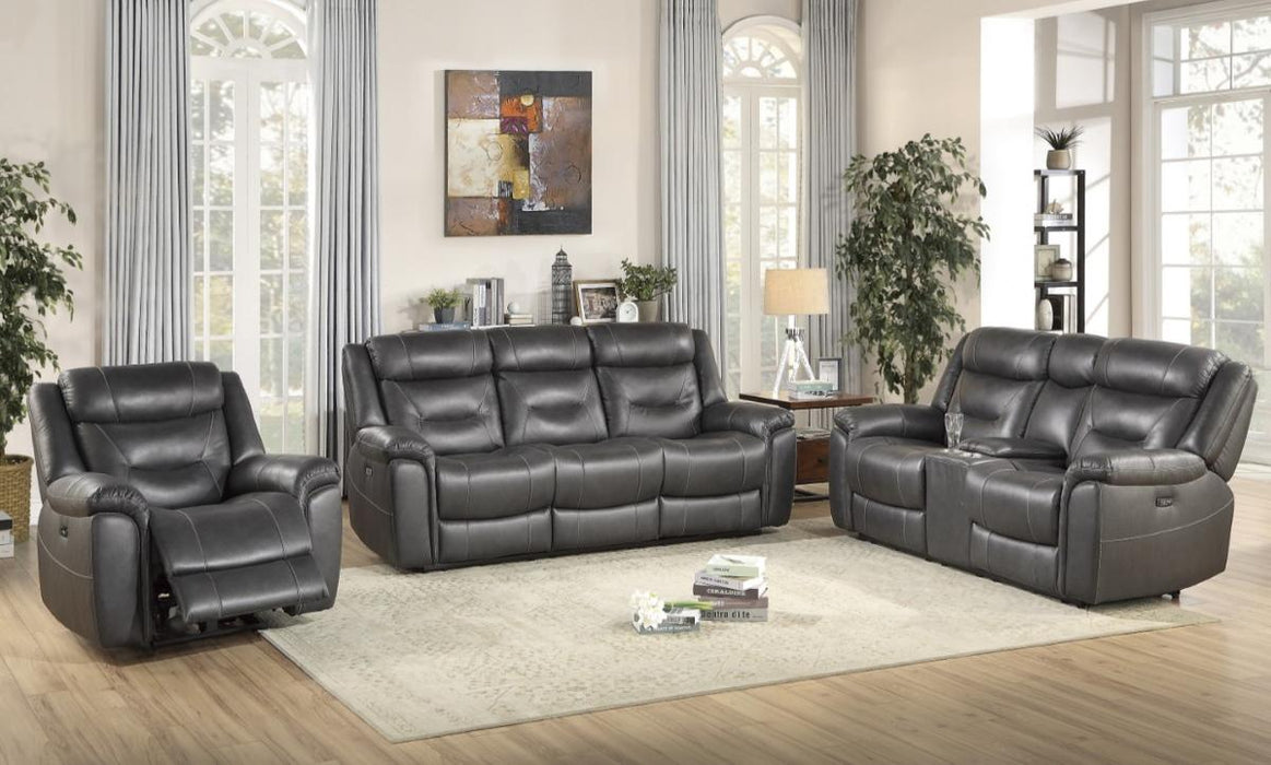 Homelegance Furniture Danio Power Double Reclining Sofa with Power Headrests in Dark Gray 9528DGY-3PWH - LasVegasFurnitureOnline.com