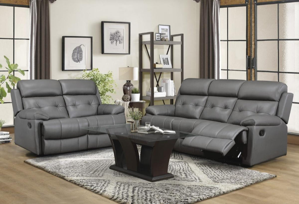 Homelegance Furniture Lambent Double Reclining Loveseat in Dark Gray