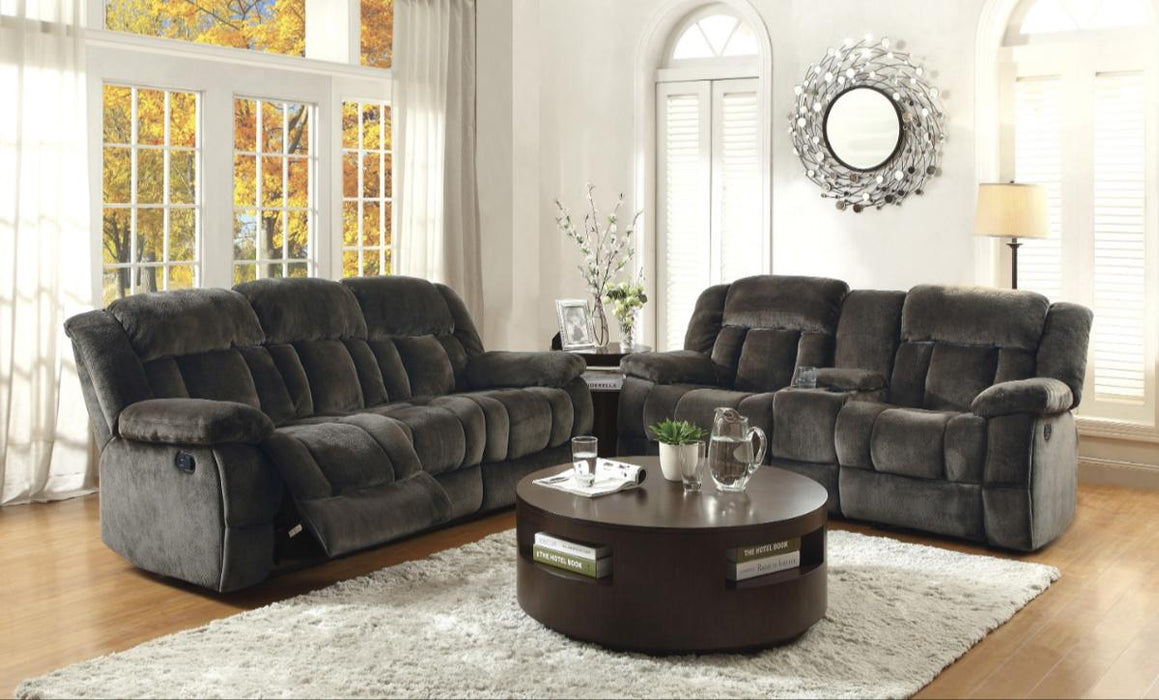 Homelegance Furniture Laurelton Double Glider Reclining Loveseat w/ Center Console in Chocolate 9636-2 - LasVegasFurnitureOnline.com