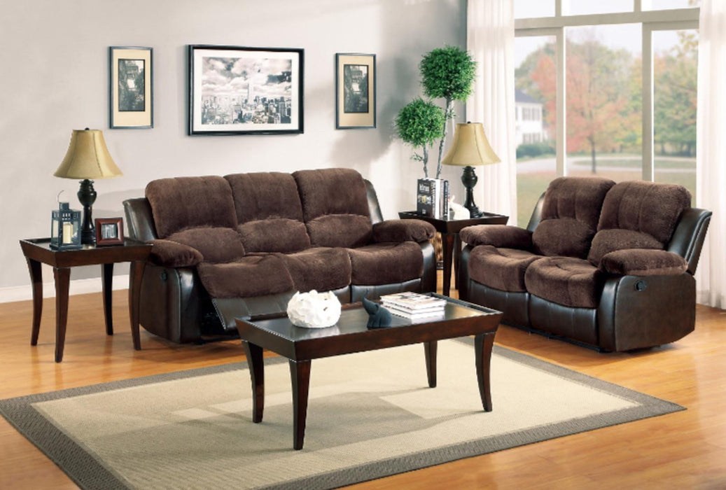 Homelegance Furniture Granley Double Reclining Loveseat in Chocolate 9700FCP-2 - LasVegasFurnitureOnline.com
