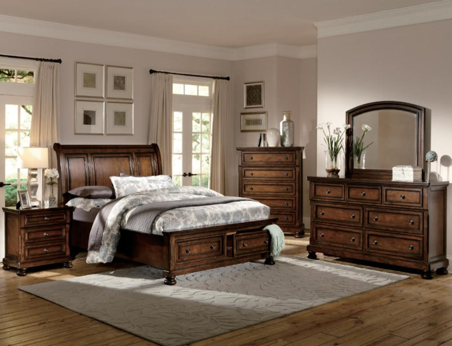 Homelegance Cumberland Full Sleigh Platform Bed with Footboard Storage in Brown Cherry 2159F-1*