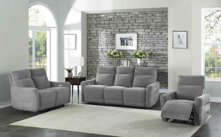 Homelegance Furniture Edition Power Double Lay Flat Reclining Sofa in Dove Grey 9804DV-3PWH - LasVegasFurnitureOnline.com