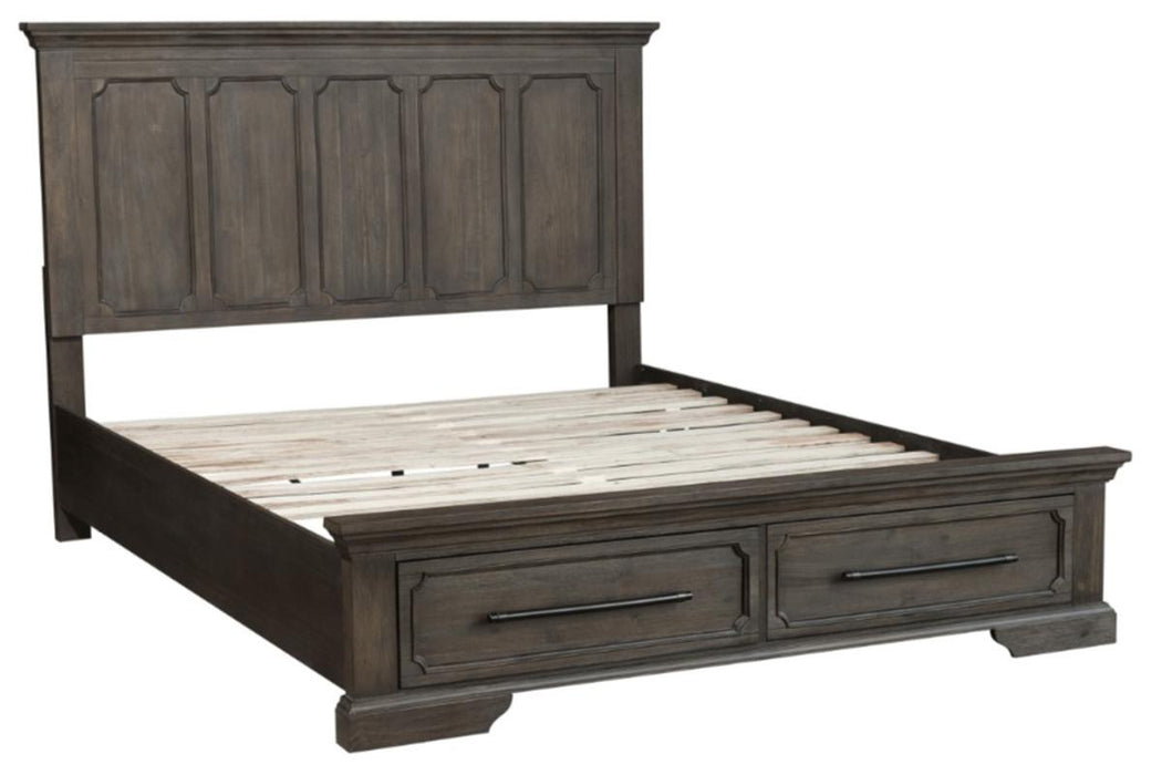 Homelegance Taulon King Platform Bed with Footboard Storage in Dark Oak 5438K-1EK* - LasVegasFurnitureOnline.com